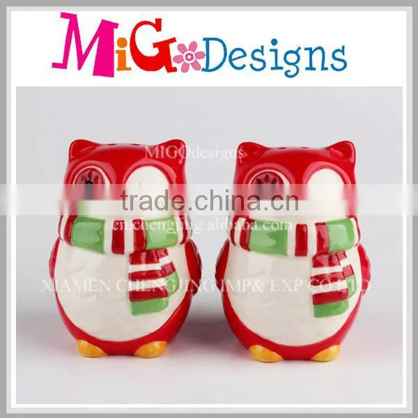Wholesale Ceramic Scarf Owl Salt& Pepper Spice Shaker