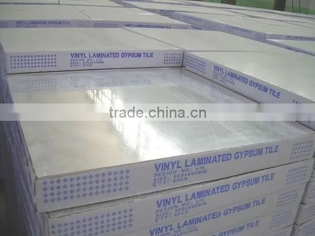 PVC vinyl faced gypsum ceiling tiles 600x600mm