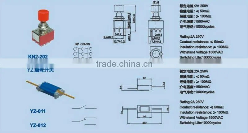 'KN3-103 ON and ON three pole toggle switch