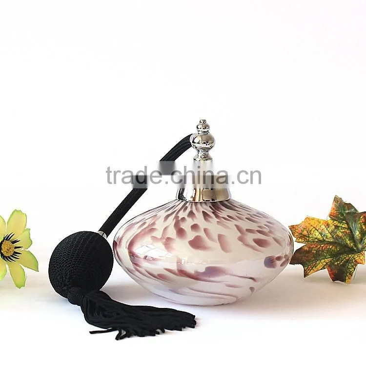 100ml Purple Point Handmade Glass Spray Perfume Bottle Atomizer Air Bag Cover