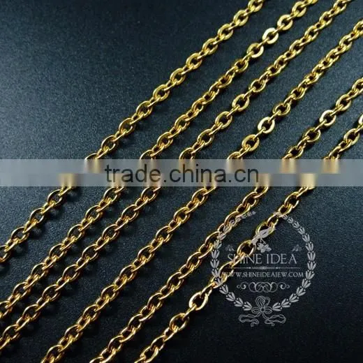 23inch 3mm gold plated 316L stainless steel necklace chain DIY jewelry supplies 1325008