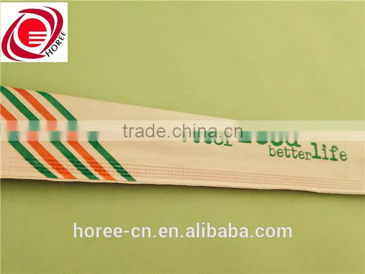 customizable bamboo one time use bamboo chopstick with paper sleeve