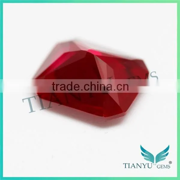 Loose wholesale Octagon Princess Cut Created Synthetic Red Star Ruby