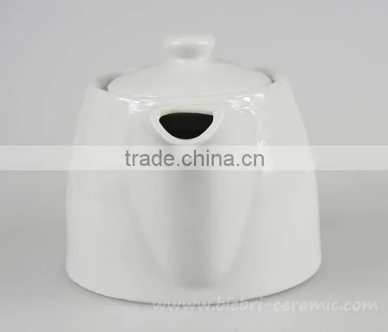 Small Plain White Antique Decorative Ceramic stump Teapot With Decals Logos Printed