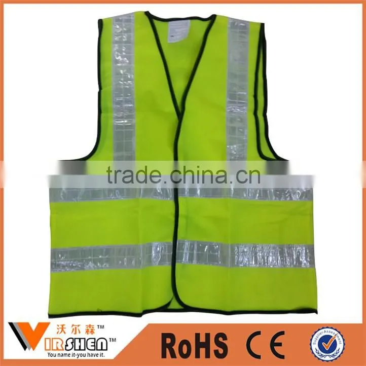 China high quality Fluorescent Yellow safety warning signal vest roadway work jacket reflective tape