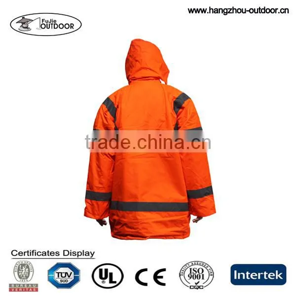 Orange outdoor 3M Reflective winter jacket safety clothes