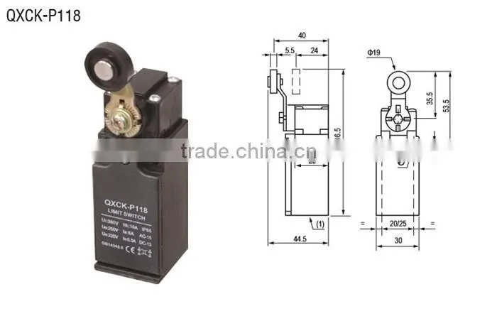 QXCK-P118 Metal thermoplastic roller tumbler directacting type 1m/s 15 million times 30*30*63mm IP65 Limit Switch