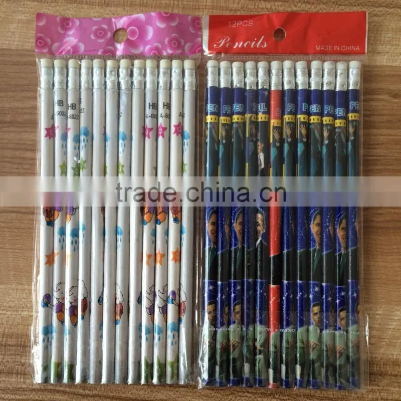 wood pencil with earser with low factory price