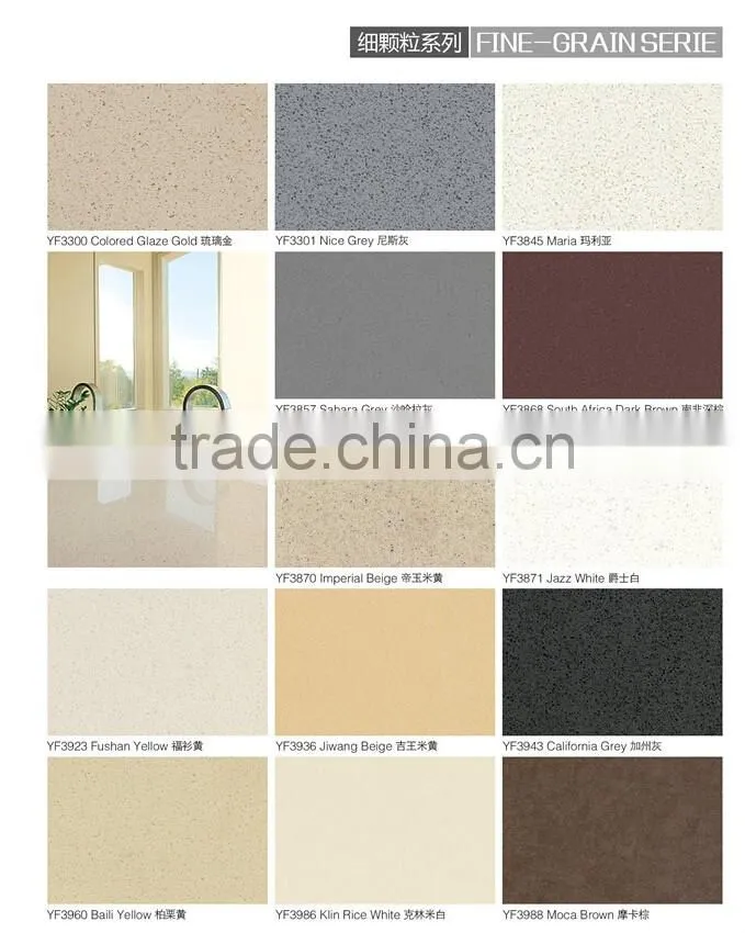 Color grey artificial quartz stone countertop for sale