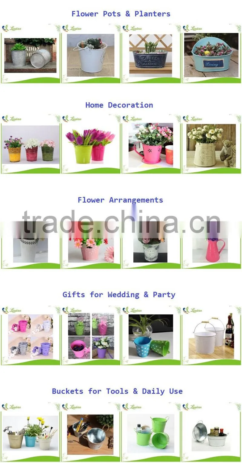 Hot sale cheap garden small metal flower pots with tray for garden