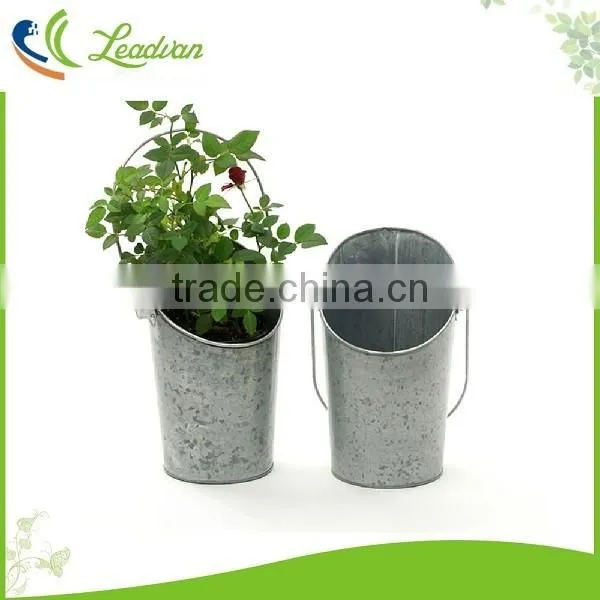 OEM service mini metal set of 3 buckets eco-friendly garden decoration metal small flower pots
