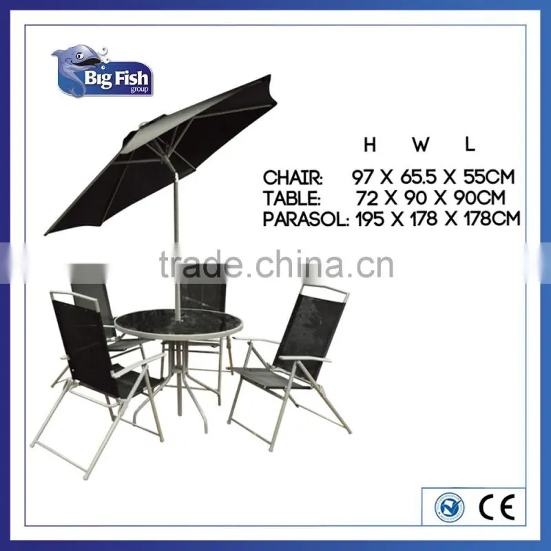 6 piece garden Deluxe patio furniture with 4 folding Chairs & 1table & Parasol