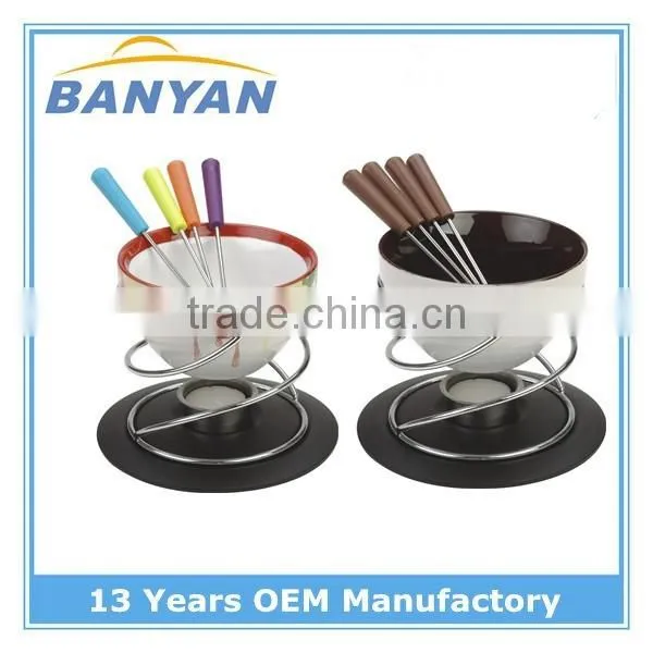 Ceramic fondue sets,chocolate fondue set, ceramic mini chocolate fondue set