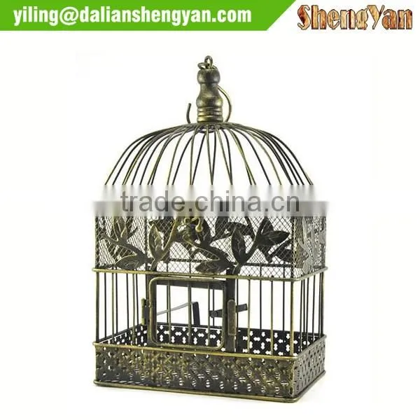 Rectangular square metal hanging and standing bird cage