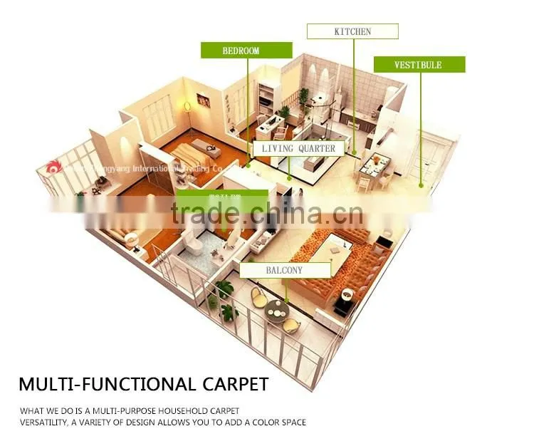 new design shaggy anti-slip house hotel decoration floor carpet