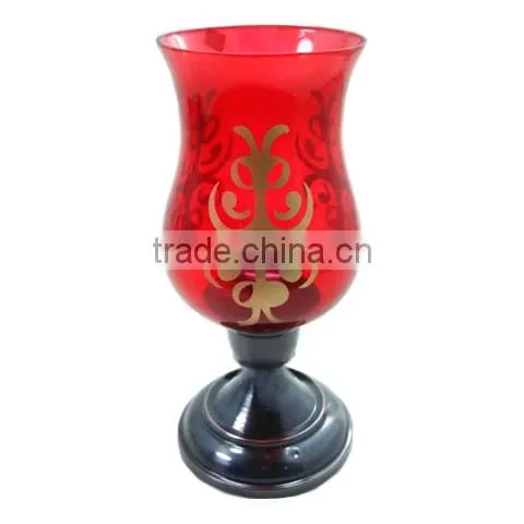 Metal Hurricane Glass Candle Holder