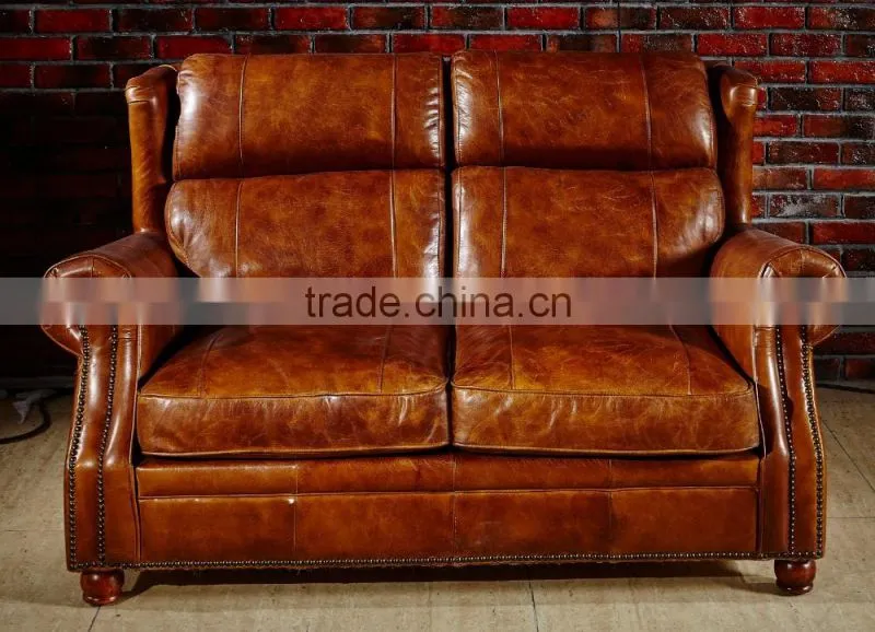 high end vintage leather sofa S118