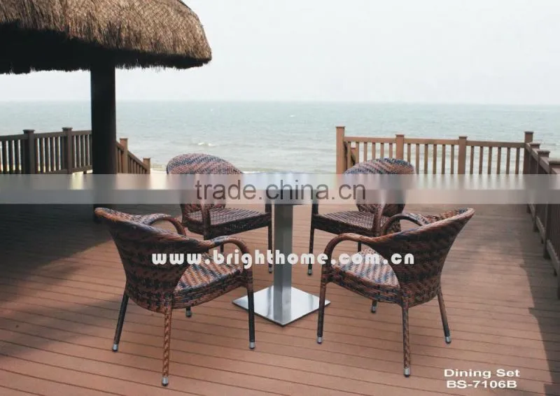 Outdoor PE Rattan Dining Set for Outdoor with 4 Chairs SGS