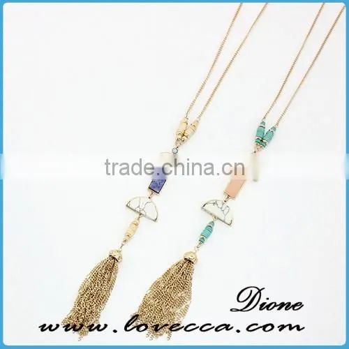 girls fashion new long natrual crystal gemstone necklace