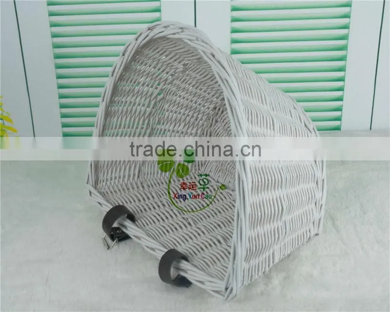wholesale white hand-made half round wicker bicycle
