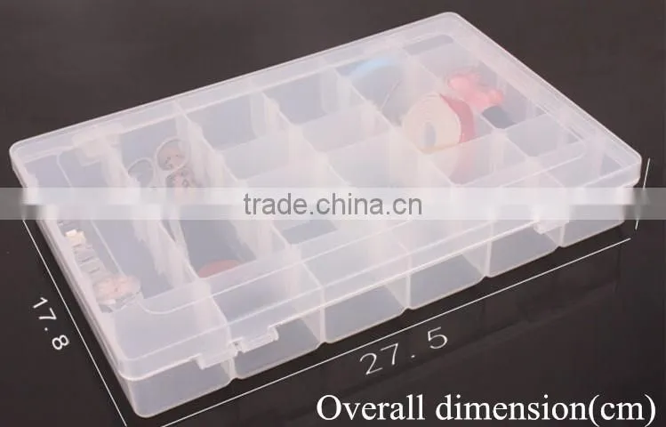 36 compartments Clear PP Plastic DIY Tool Organizer Storage Box with Adjustable Dividers