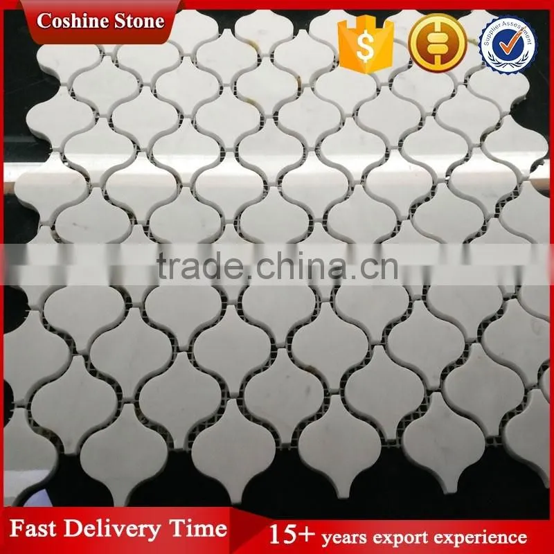 Popular morden lantern shape carrara stone mosaic tile kitchen backsplash