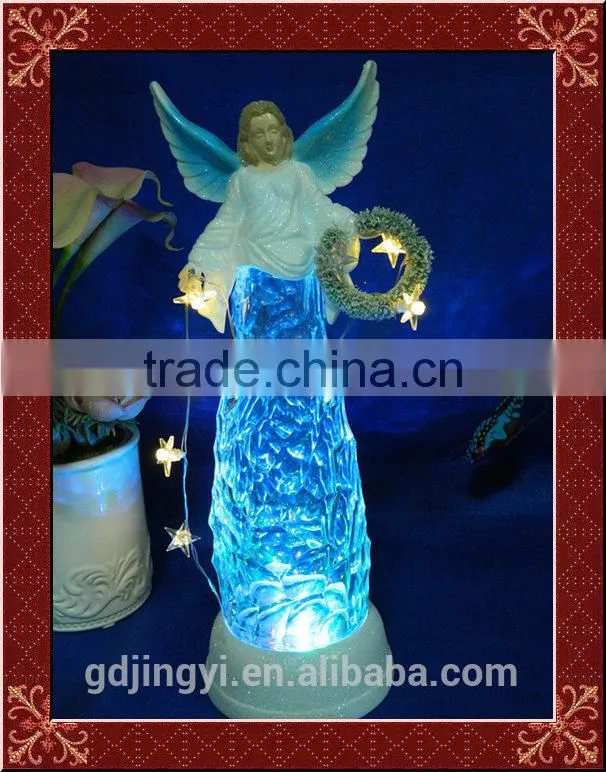 Newest style acrylic led light white christmas wreaths angel with string light