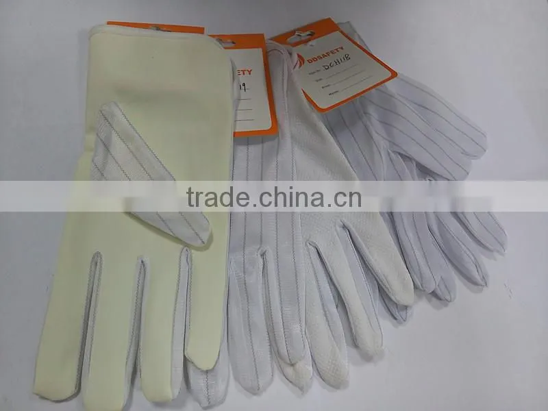 DDSAFETY Hot Sale 100% Bleach Votton Interlock Gloves With Mini Pvc Dots On Palm