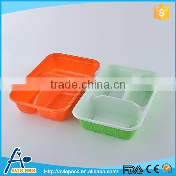 Colorful microwaveable disposable 3 in 1 cutlery set plastic lunch box