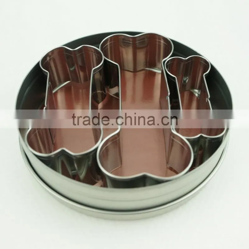 47096 3pcs dog bone stainless steel cookie cutter set
