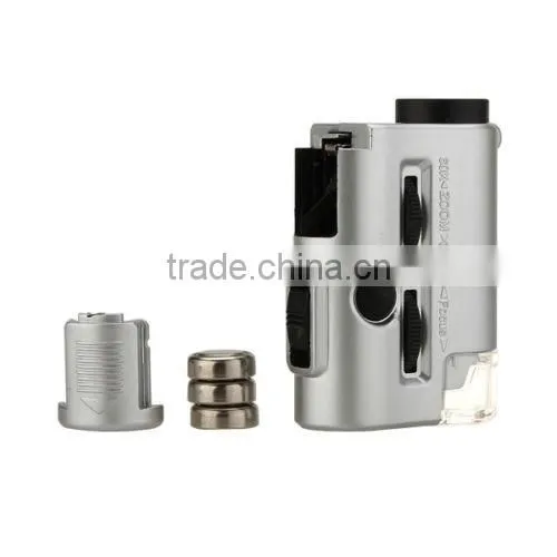 KMT Mini 30-60X Pocket Microscope Loupe LED UV Light Magnifier