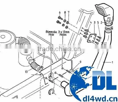 LLDPE Material Snorkel 4x4 Car Snorkel For Patrol MQ/MK(160/260) Series Parts