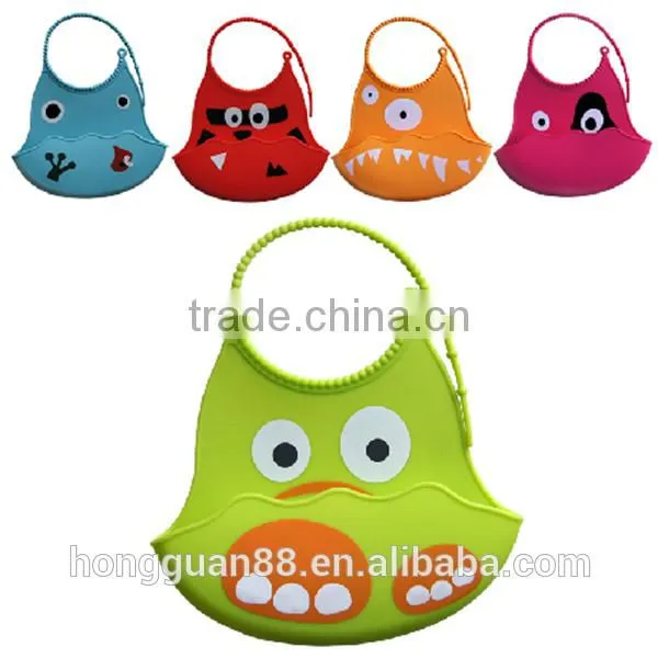 1pc New Kid Infant Baby Washable Silicone Feeding Bib Cute Cartoon Patterns Bib