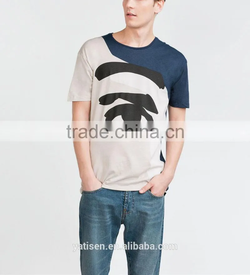 Short sleeved Round neck man T-shirt with face printed blend fine jersey mens o-neck eco t shirt