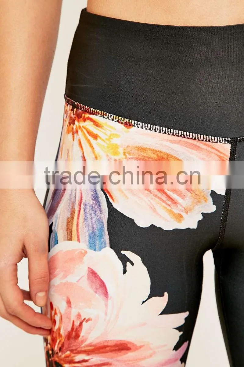 high quality slim fit yoga ladies printed leggings fitness nylon spandex
