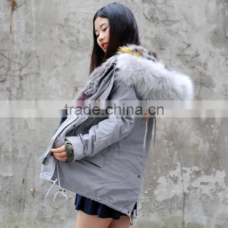 CX-G-P-05J Fox Fur Lining Raccoon Fur Collar Women Winter Fur Parka
