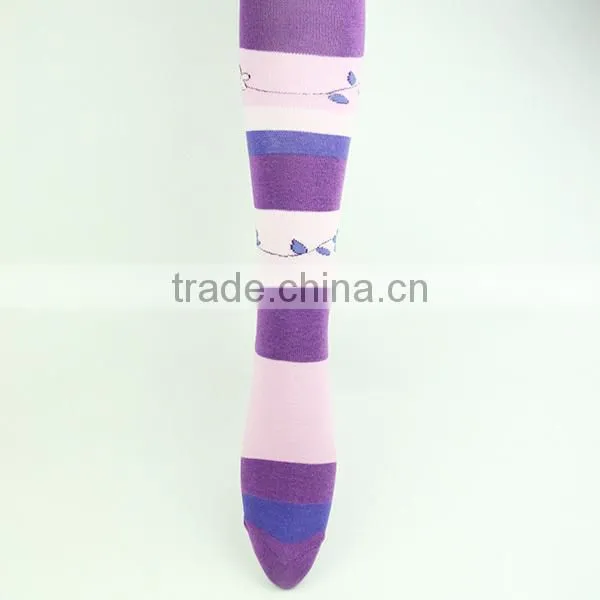 Purple Long Socks For Girl Tights Lady Strip Tight Socks
