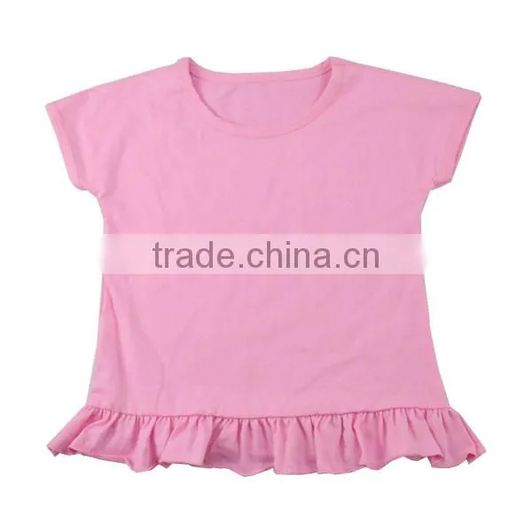 Girls summer shirt cotton short sleeve polka dot shirt wholesale baby ruffle T-shirt