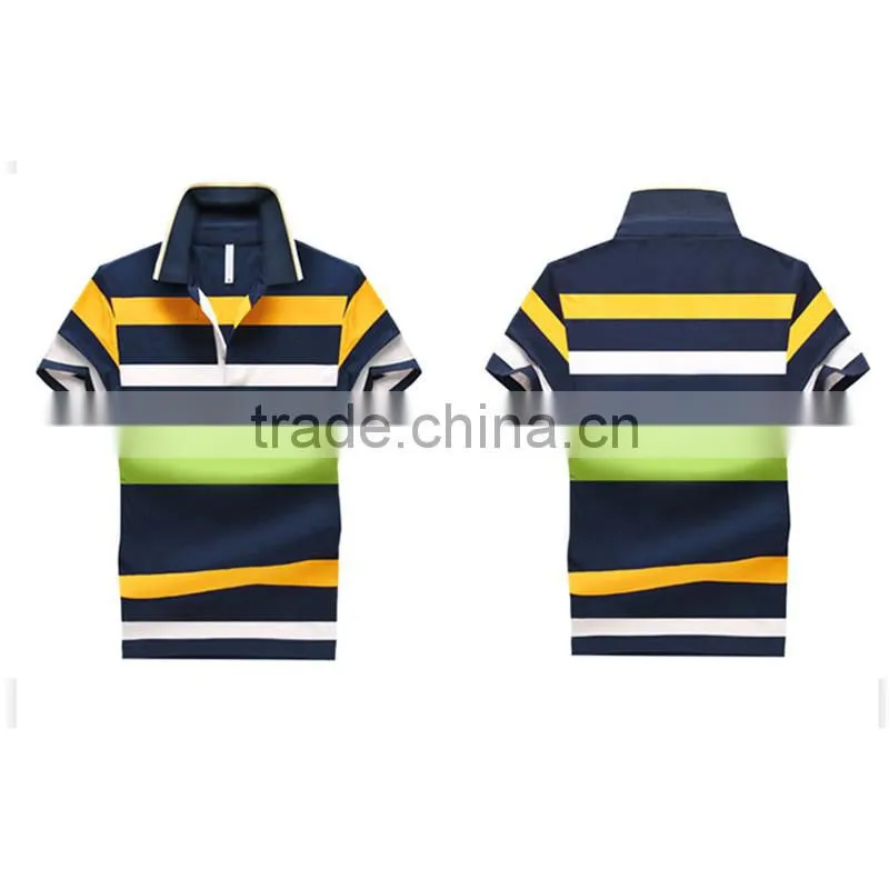Colored horizontal stripes men t shirt Spandex & Cotton Men Short Sleeve Casual Shirt