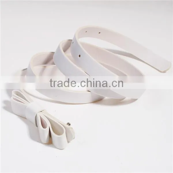 PU Leather Belt Waistband Bowknot White Adjustable