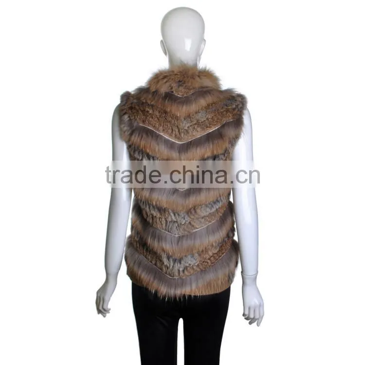 YR645 Unique Design Rabbit and Raccoon Real Fur Vest