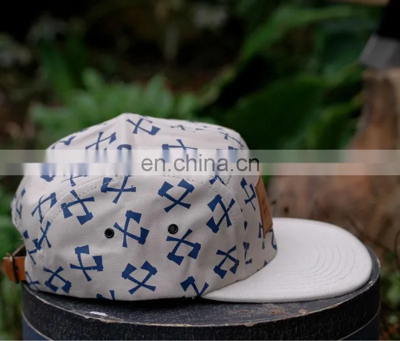 Leather Patch Digital Printing 5 Panel Cap