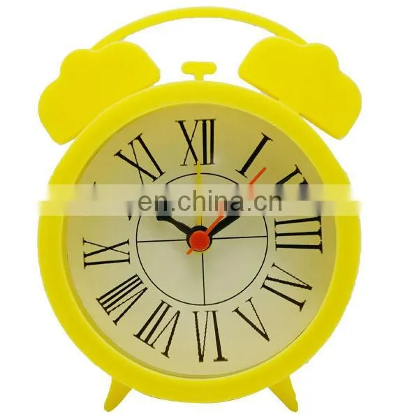 (S1411) twin bell home decoration round unique silicone alarm clock