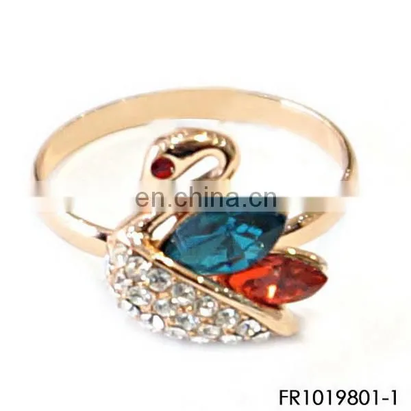 colorful crystal latest gunmetal adjustable finger ring designs