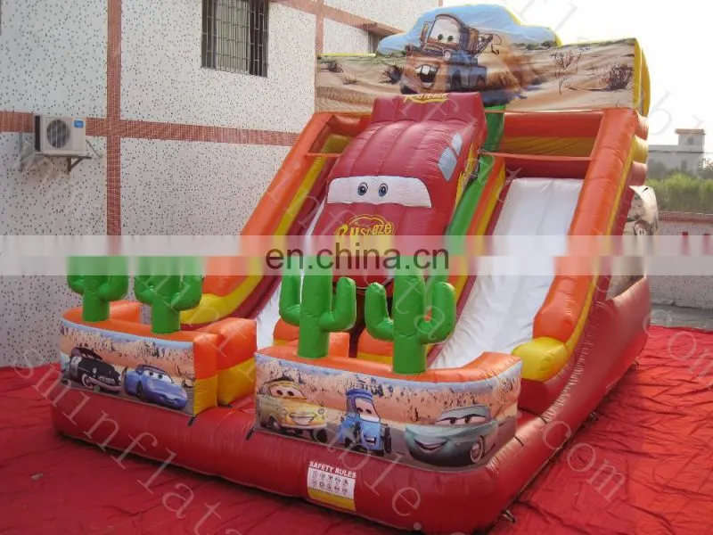 Funny giant inflatable car bouncer slide,Inflatable jumping obstacle with slide,inflatable dry slide for kids and adults