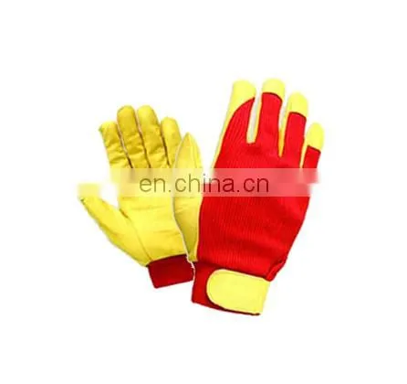 2009 cow split leather gloves/cow crust leather/Yellow Cowhide suede Leather Gloves working gloves Ri-WG-61-Y