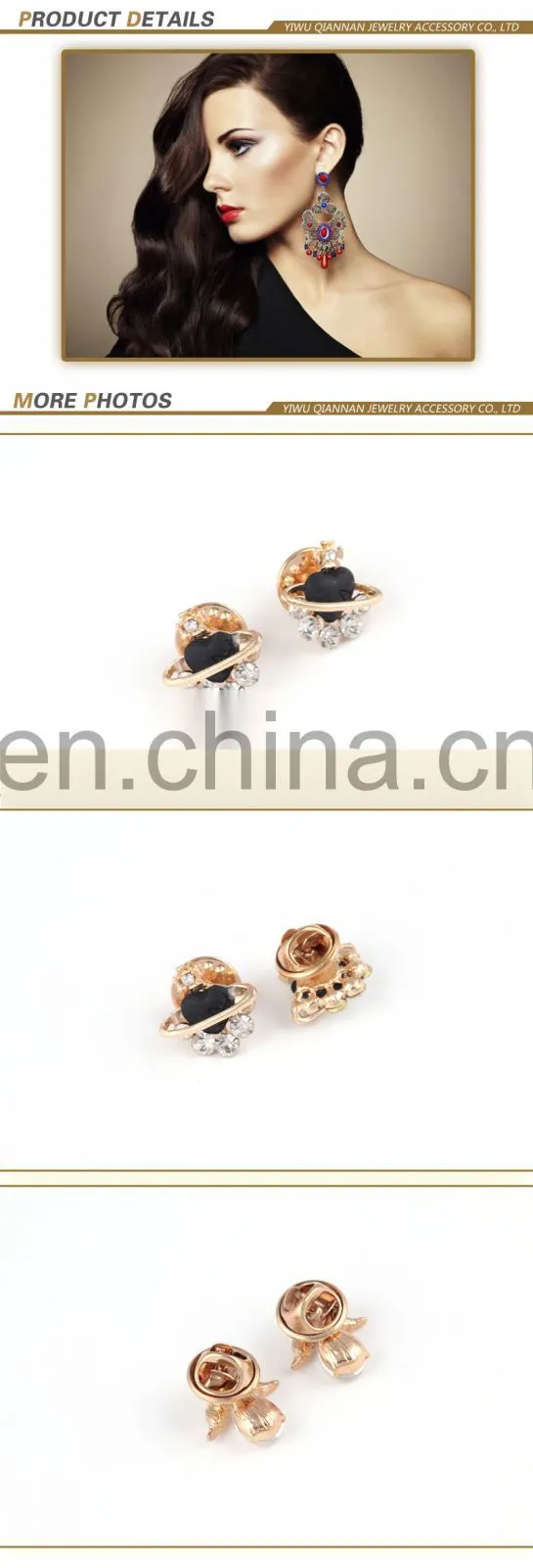 Alloy button up shirt women rhinestone diamond fashion glitter buttons pin button badge