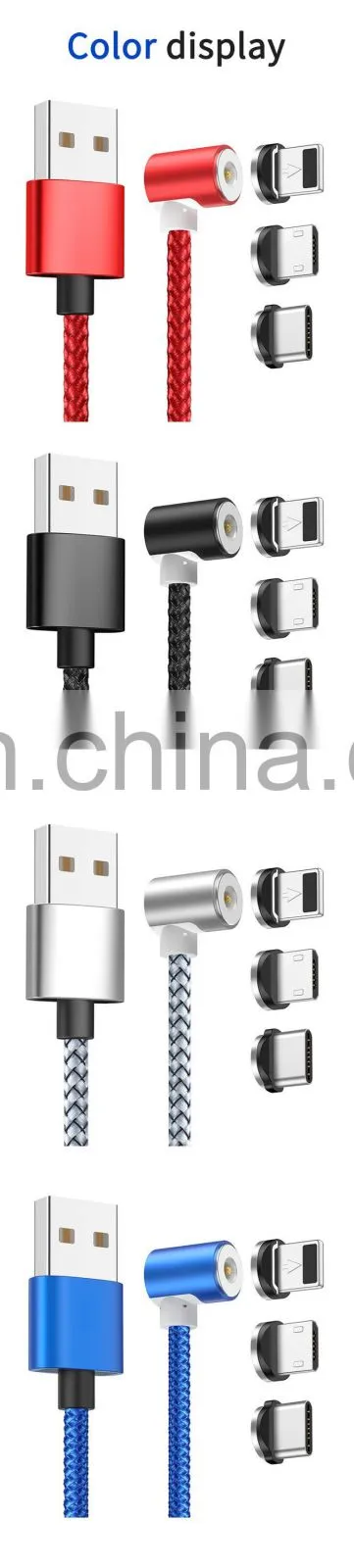 2020 New Design 3A Magnetic USB Data Charger Cable Line Type-C Android IOS Fast Charging 3in1 USB Cable Cell Phone Charger Cable