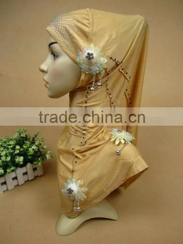A527 newest design one piece muslim long HIJAB 4 flowers islamic hijab