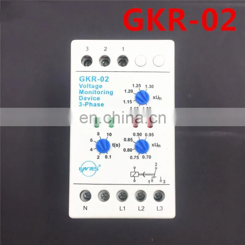 GKR-02 Voltage Monitoring Device Relay Phase Failure And Phase-sequence Protection Relay Din Rail Motor Protection